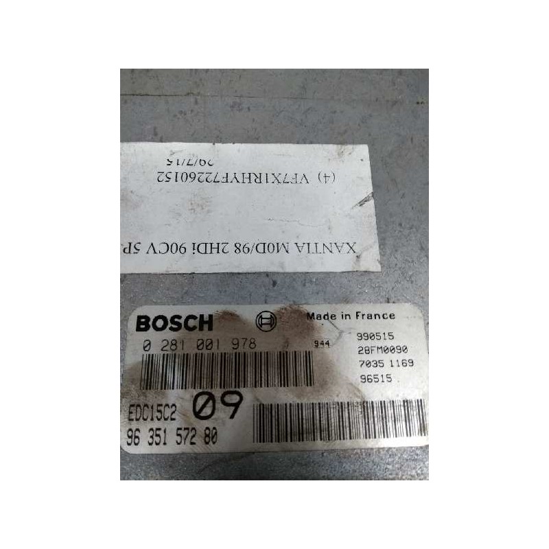 Recambio de centralita motor uce para citroen xantia berlina 2.0 hdi cat (rhy / dw10td) referencia OEM IAM 0281001978 9635157280