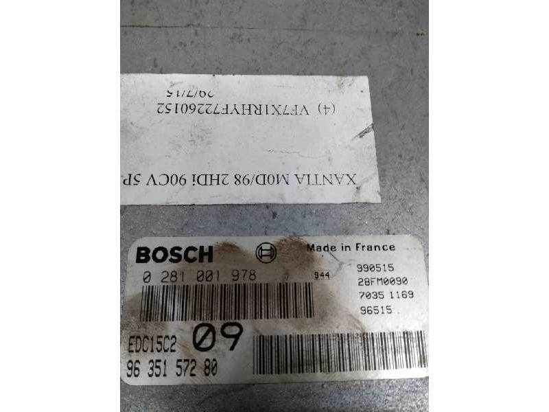 Recambio de centralita motor uce para citroen xantia berlina 2.0 hdi cat (rhy / dw10td) referencia OEM IAM 0281001978 9635157280