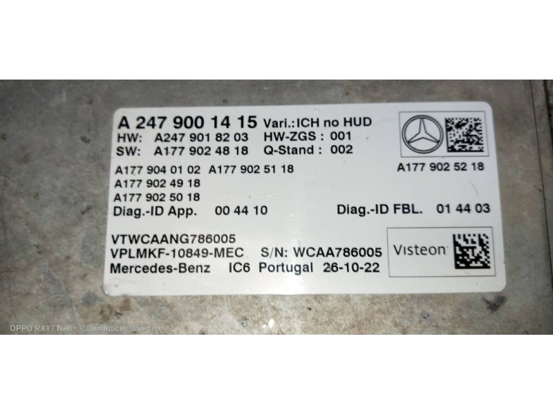 Recambio de modulo electronico para mercedes clase a berlina (bm 177) a 180 d (177.103) referencia OEM IAM A2479001415 A24790182