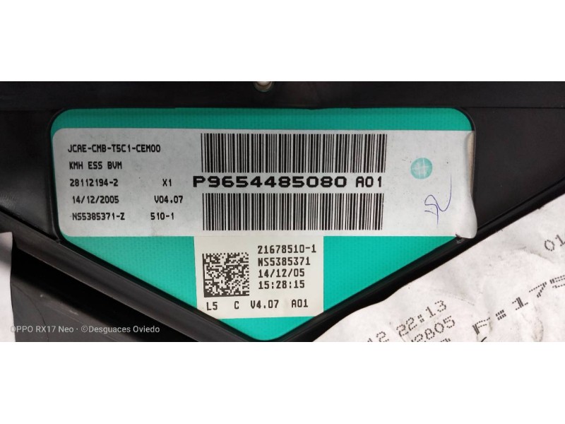 Recambio de cuadro instrumentos para peugeot 307 berlina (s2) x-line referencia OEM IAM P9654485080 281121942 