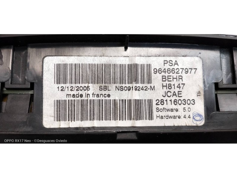 Recambio de mando calefaccion / aire acondicionado para peugeot 307 berlina (s2) x-line referencia OEM IAM 9646627977 281160303 