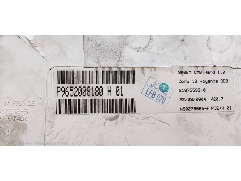 Recambio de cuadro instrumentos para citroen c3 1.4 x-tr referencia OEM IAM P9652008180H 216755950 