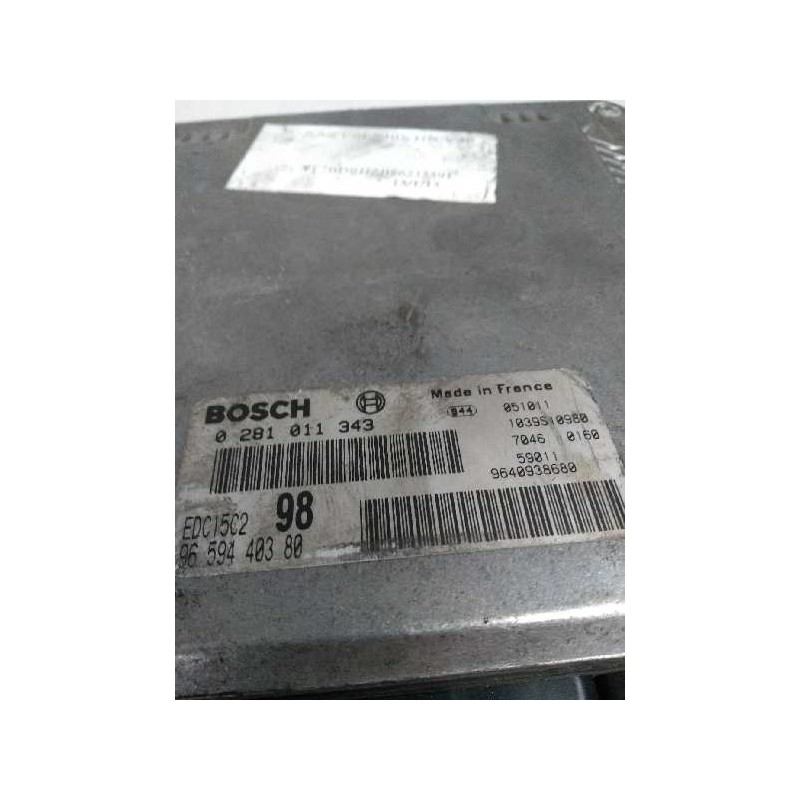 Recambio de centralita motor uce para citroen jumpy 2.0 hdi referencia OEM IAM 0281011343 9659440380 EDC15C2 98