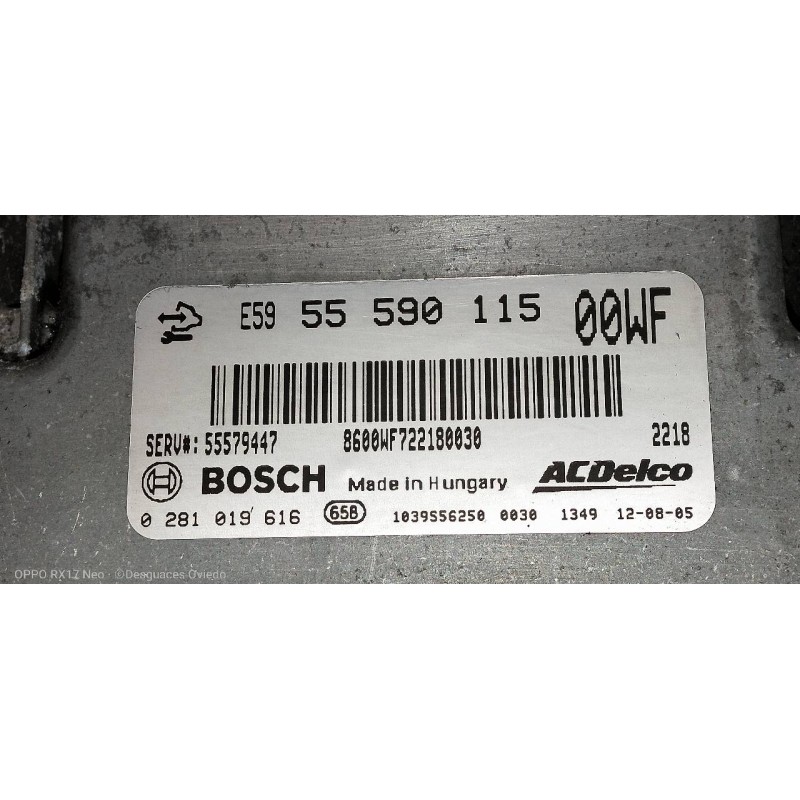 Recambio de centralita motor uce para opel corsa d ´´111 years´´ referencia OEM IAM 0281019616 55590115 55579447