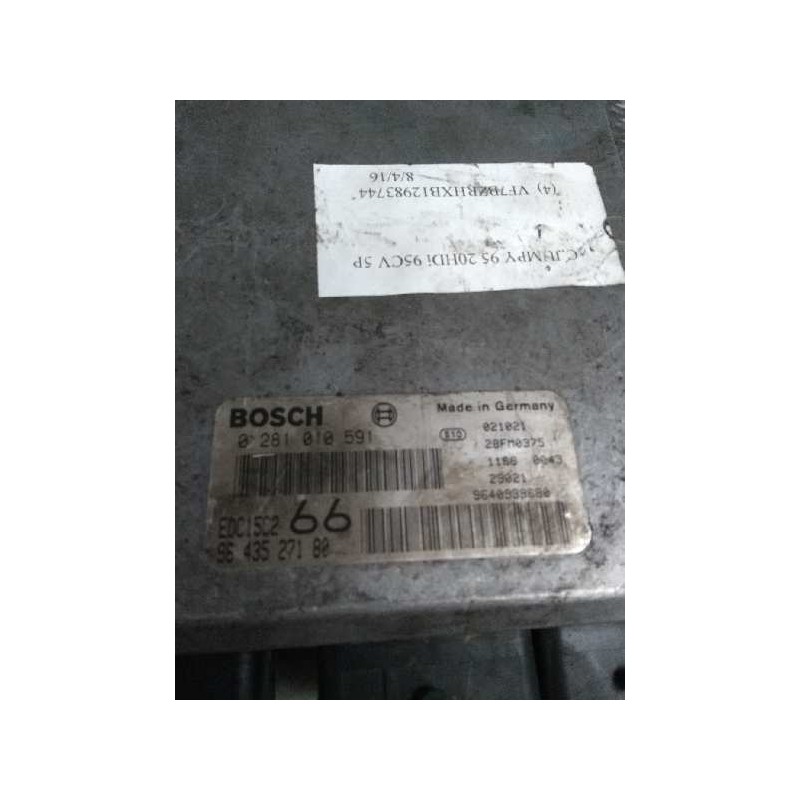 Recambio de centralita motor uce para citroen jumpy 2.0 hdi cat (rhx / dw10bted) referencia OEM IAM 0281010591 9643527180 66 Recambio de centralita motor uce para citroen jumpy 2.0 hdi cat (rhx / dw10bted) referencia OEM IAM 0281010591 9643527180 66