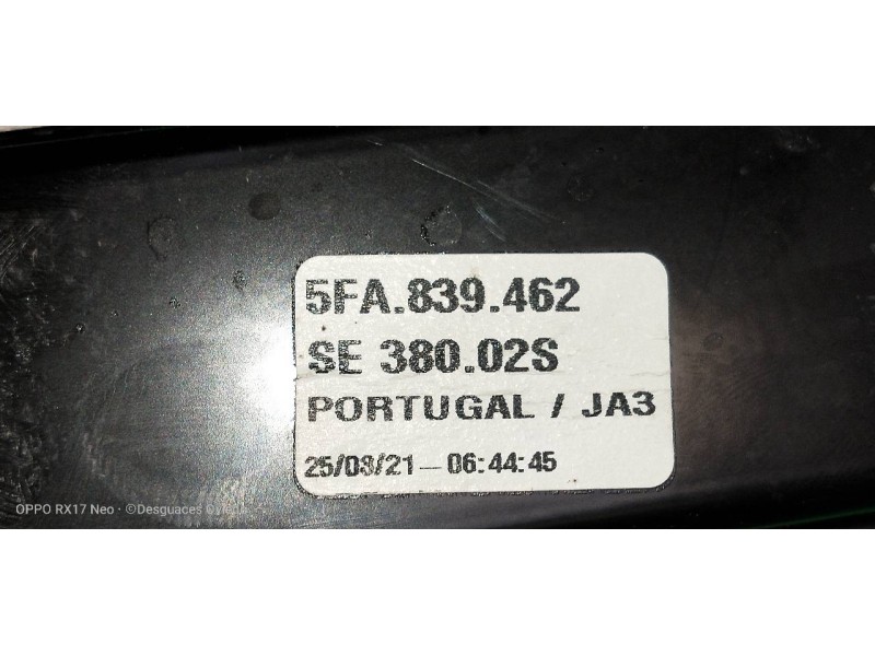 Recambio de elevalunas trasero derecho para seat leon (kl1) style referencia OEM IAM 5FA839462 5Q0959408D 