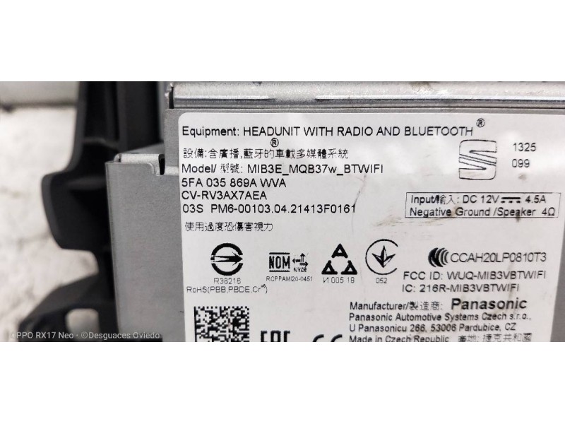 Recambio de pantalla multifuncion para seat leon (kl1) style referencia OEM IAM 5fa035869a  