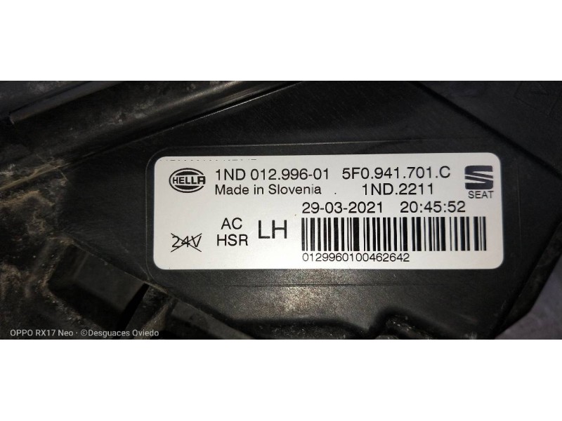 Recambio de faro antiniebla izquierdo para seat leon (kl1) style referencia OEM IAM 5F0941701C 1ND01299601 
