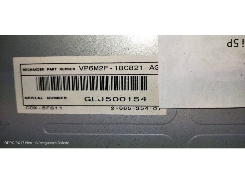 Recambio de sistema audio / radio cd para ford focus lim. (cb4) titanium referencia OEM IAM VP6M2F18C821AG  