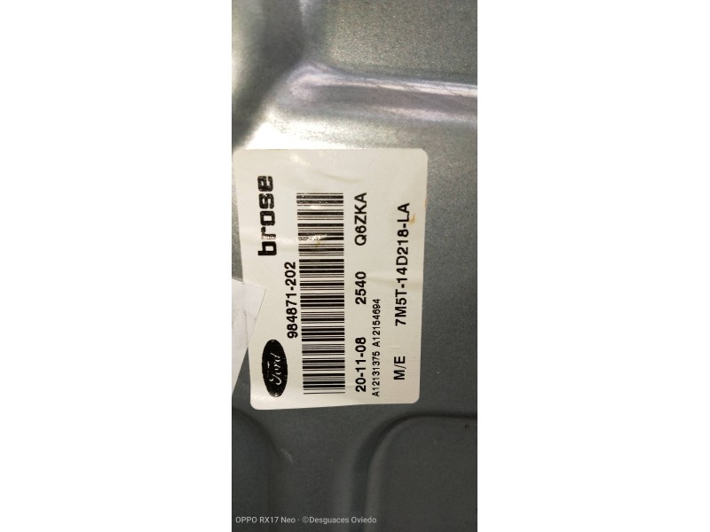 Recambio de elevalunas trasero derecho para ford focus lim. (cb4) titanium referencia OEM IAM 7M5T14D216LA 7M5T14B534CC 5WK11598