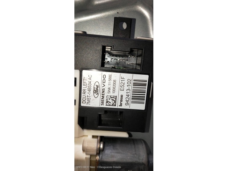 Recambio de elevalunas trasero izquierdo para ford focus lim. (cb4) titanium referencia OEM IAM 7M5T14D218MA 7M5T14B534AC 5WK115