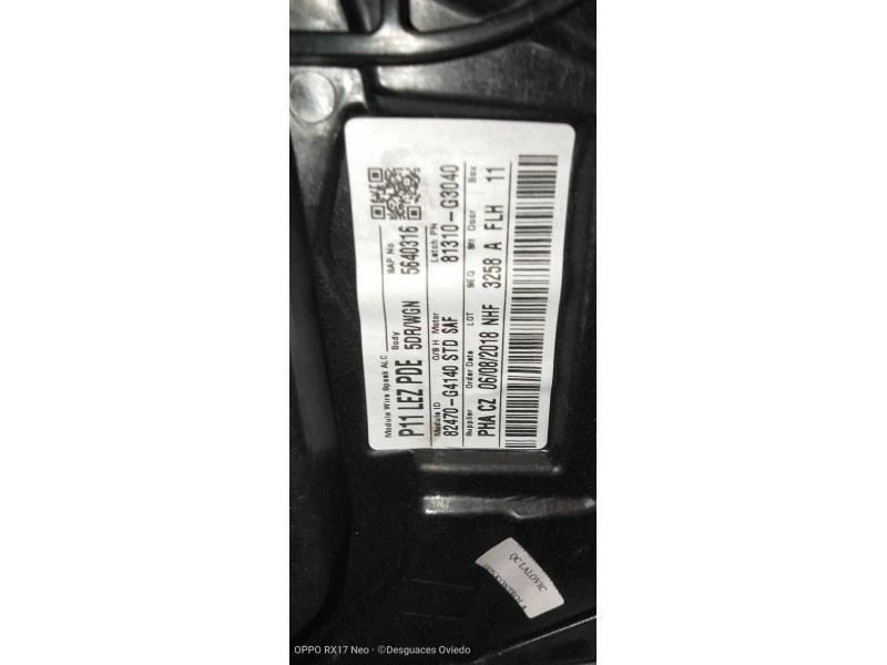 Recambio de elevalunas delantero izquierdo para hyundai i30 (pd) essence referencia OEM IAM 82470G4140 82450G4010 