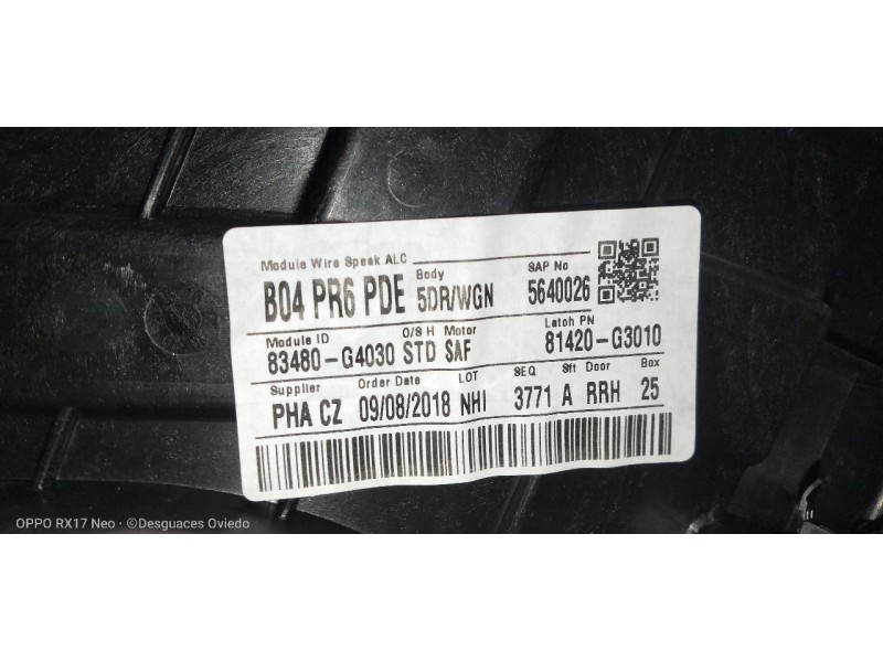 Recambio de elevalunas trasero derecho para hyundai i30 (pd) essence referencia OEM IAM 83480G4030 83460G4010 