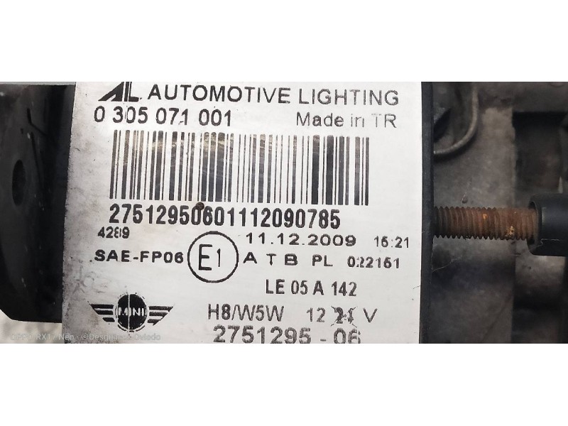 Recambio de faro antiniebla derecho para mini mini (r56) cooper referencia OEM IAM 0305071001 275129506 