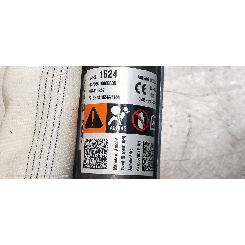 Recambio de airbag cortina delantero derecho para opel zafira (c) referencia OEM IAM 13251624 616557901F 367416257 