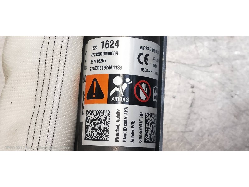 Recambio de airbag cortina delantero derecho para opel zafira (c) referencia OEM IAM 13251624 616557901F 367416257 