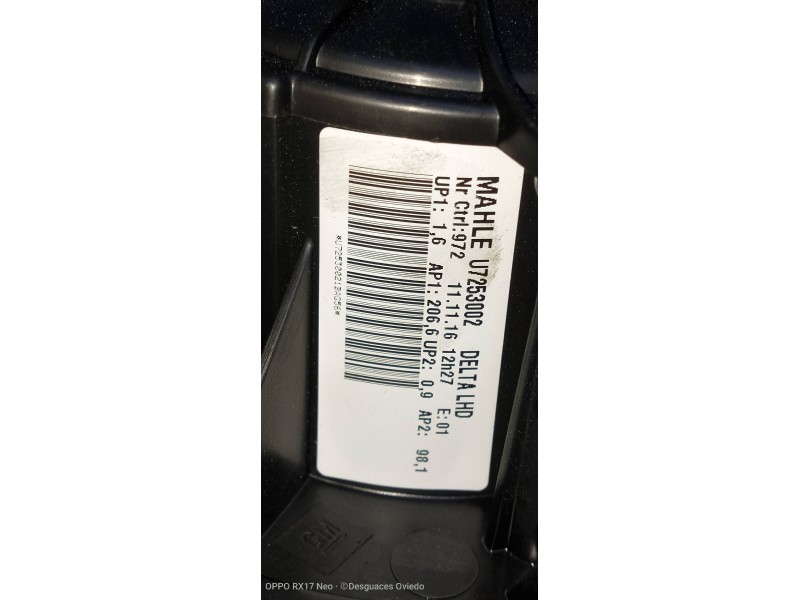 Recambio de motor calefaccion para opel zafira (c) referencia OEM IAM   