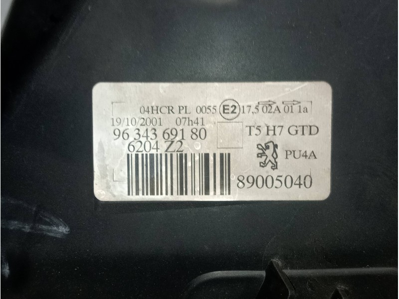 Recambio de faro izquierdo para peugeot 307 (s1) xn referencia OEM IAM 9634369180 89005040 