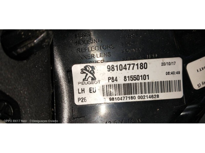 Recambio de piloto trasero izquierdo para peugeot 3008 gt line referencia OEM IAM 9810477180 81550101 
