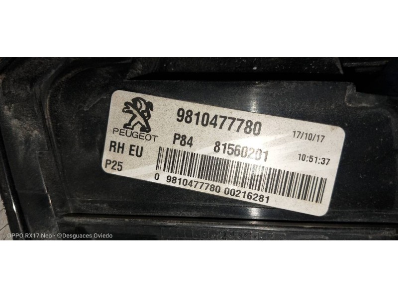 Recambio de piloto trasero derecho interior para peugeot 3008 gt line referencia OEM IAM 9810477780 81560201 