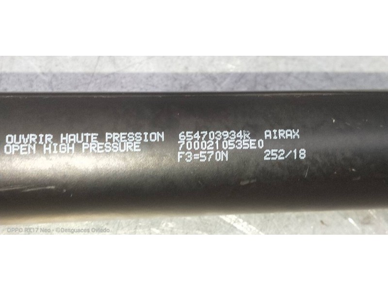 Recambio de amortiguadores capo para renault clio v 1.5 blue dci diesel fap referencia OEM IAM 654703934R  