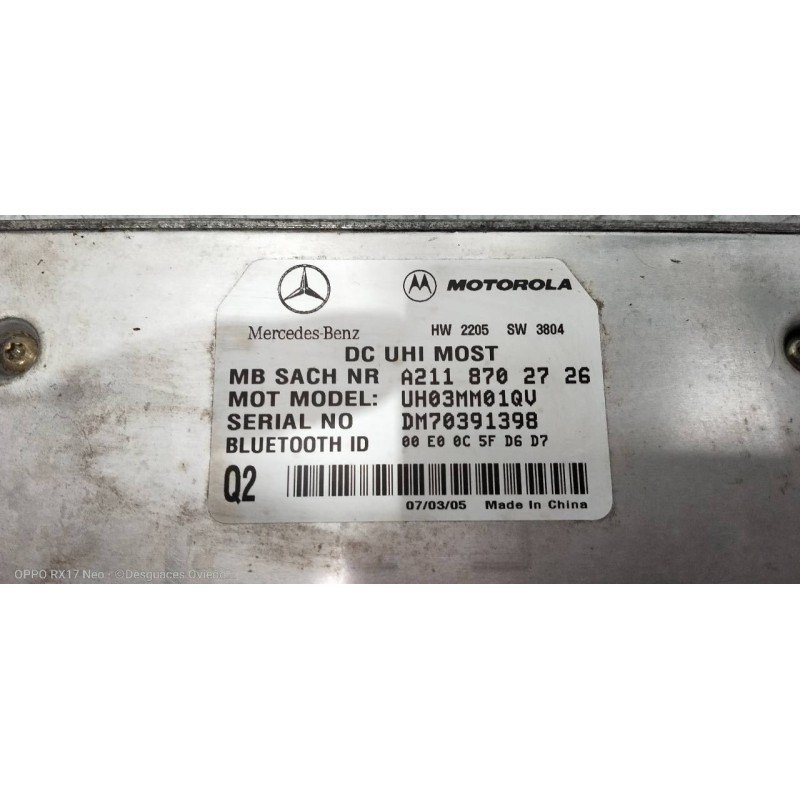 Recambio de modulo electronico para mercedes clase m (w164) 320 / 350 cdi (164.122) referencia OEM IAM A2118702726  
