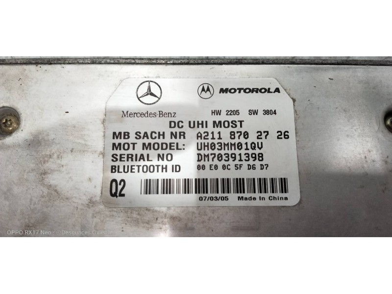 Recambio de modulo electronico para mercedes clase m (w164) 320 / 350 cdi (164.122) referencia OEM IAM A2118702726  