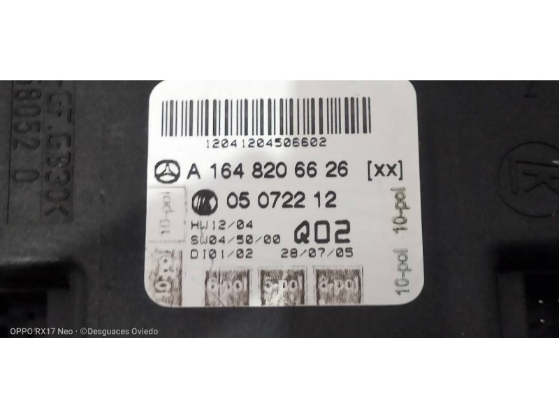 Recambio de modulo electronico para mercedes clase m (w164) 320 / 350 cdi (164.122) referencia OEM IAM 1648206626  