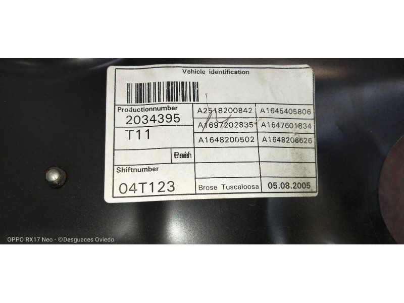 Recambio de elevalunas delantero derecho para mercedes clase m (w164) 320 / 350 cdi (164.122) referencia OEM IAM A2518200842  