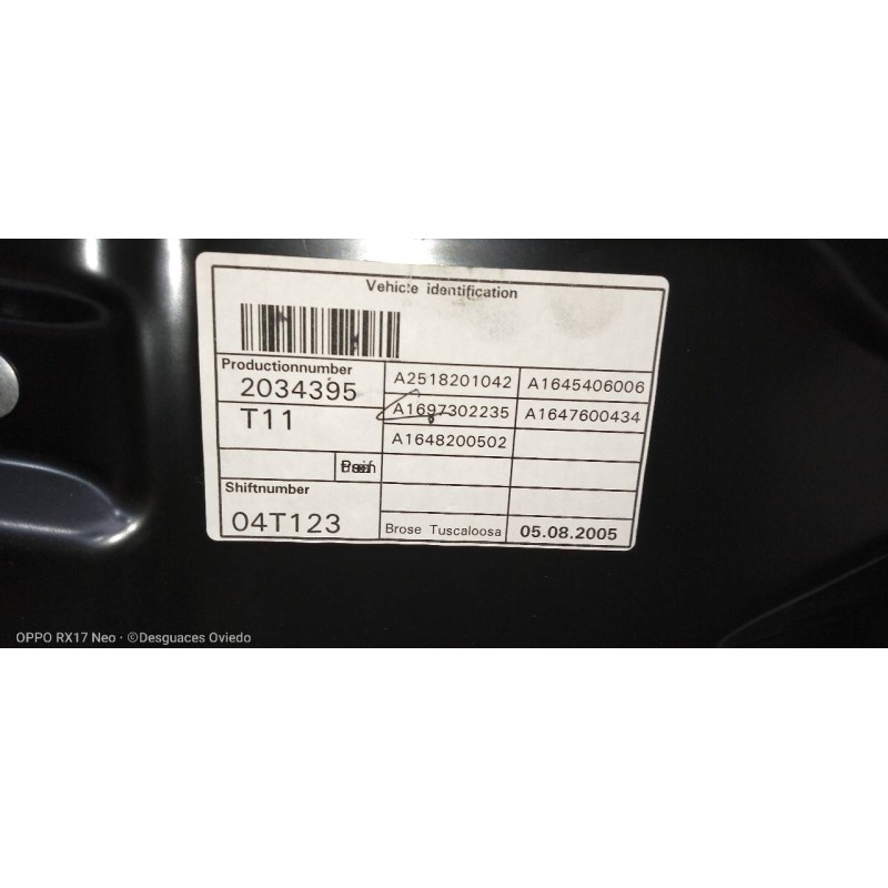 Recambio de elevalunas trasero derecho para mercedes clase m (w164) 320 / 350 cdi (164.122) referencia OEM IAM   