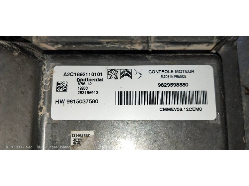 Recambio de centralita motor uce para peugeot 2008 (--.2013) style referencia OEM IAM A2C1892110101 9829598880 9815037580