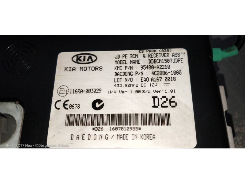 Recambio de modulo electronico para kia cee´d sporty wagon tech referencia OEM IAM 95400A2260 4C28861000 