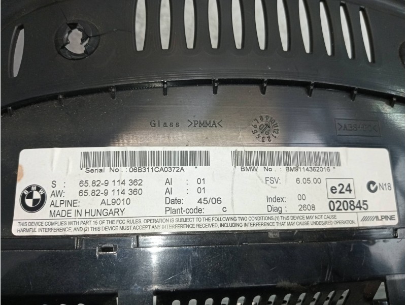Recambio de pantalla multifuncion para bmw serie 3 coupe (e92) 335d referencia OEM IAM 65829114362  