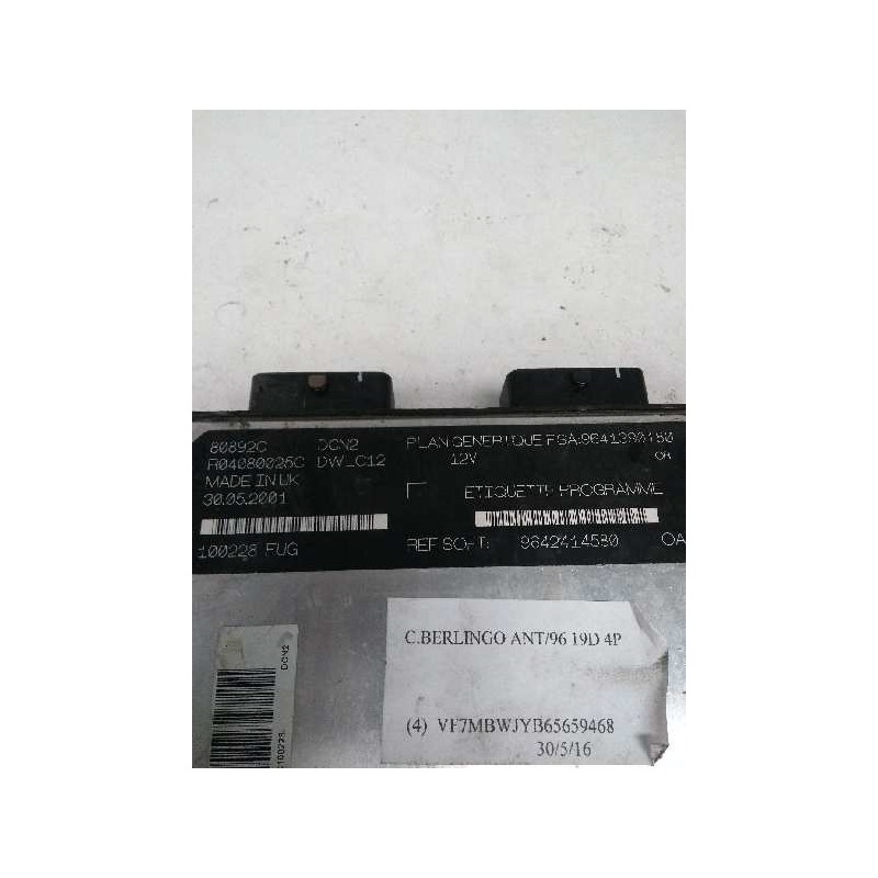 Recambio de centralita motor uce para citroen berlingo 1.9 diesel referencia OEM IAM R04080025C 9641390180 9642414580 80892C