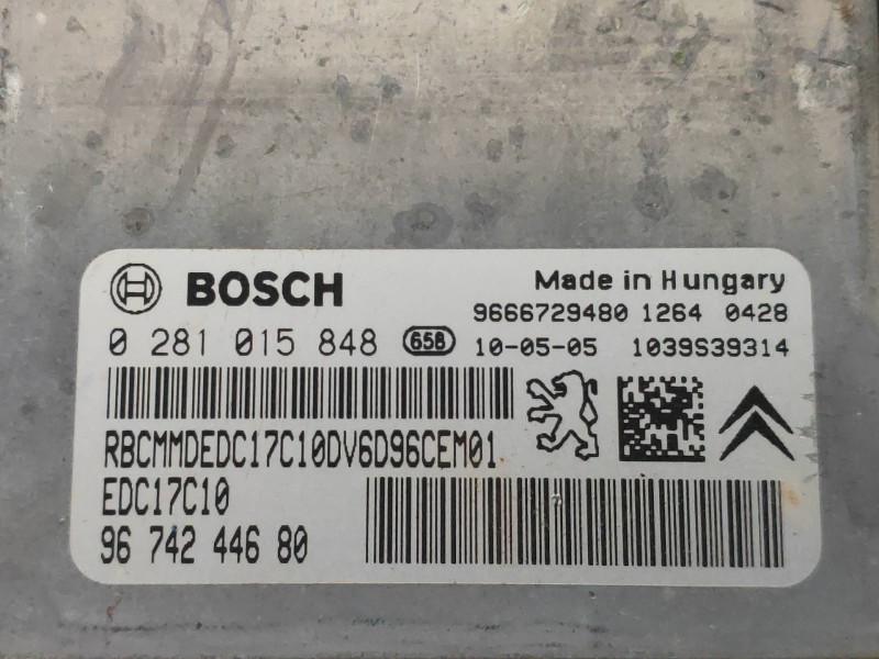 Recambio de centralita motor uce para peugeot 207 sport referencia OEM IAM 0281015848 9674244680 EDC17C10 8666729480