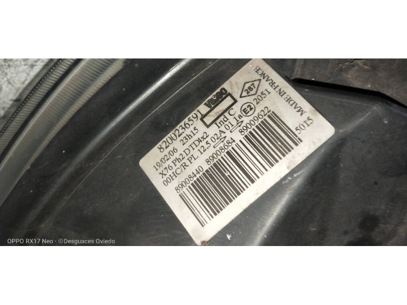Recambio de faro derecho para nissan kubistar (x76) pro (l1) referencia OEM IAM 8200236591  