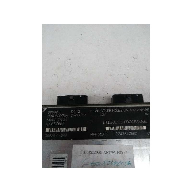 Recambio de centralita motor uce para citroen berlingo 1.9 diesel referencia OEM IAM R04080025E 9641390180 9647640880 80892E