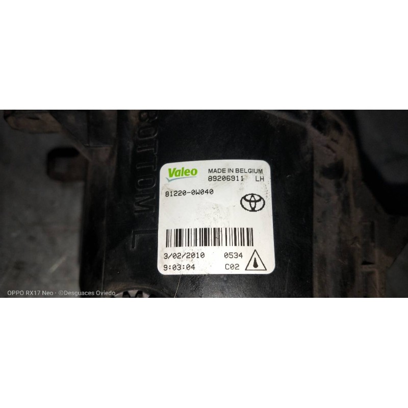 Recambio de faro antiniebla izquierdo para toyota rav 4 (a3) 2.2 d-4d cat referencia OEM IAM 812200W040 89206911 