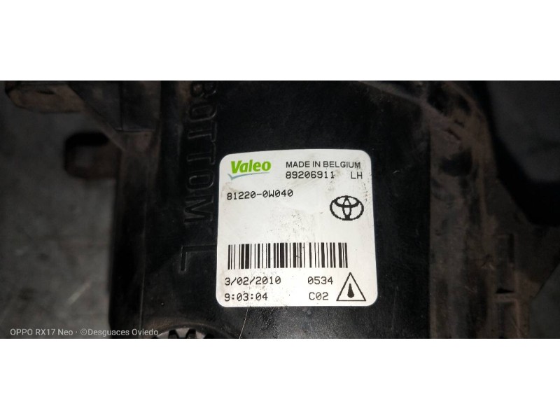 Recambio de faro antiniebla izquierdo para toyota rav 4 (a3) 2.2 d-4d cat referencia OEM IAM 812200W040 89206911 