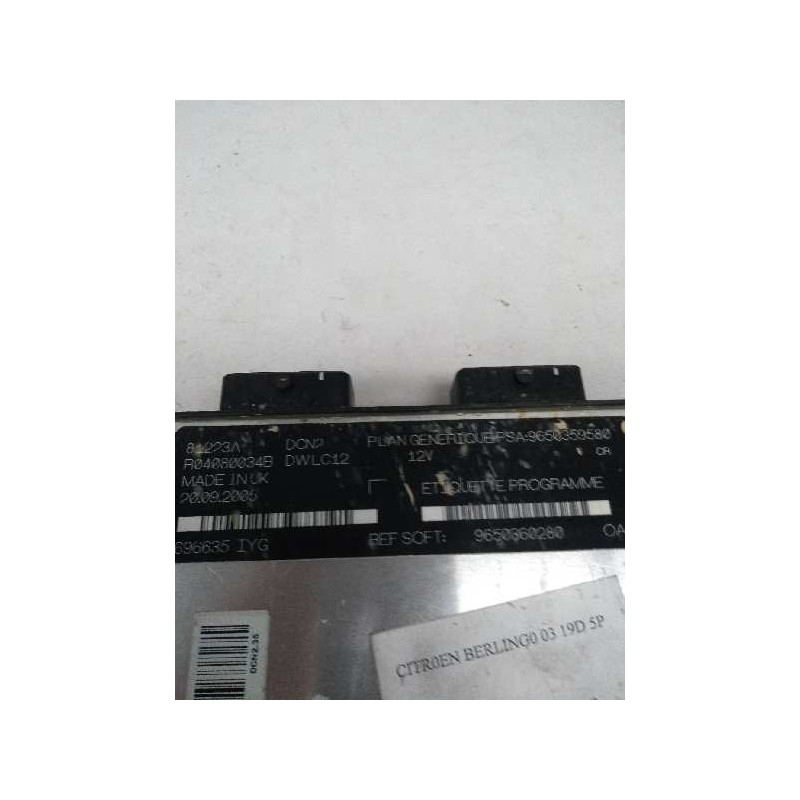 Recambio de centralita motor uce para citroen berlingo 1.9 diesel referencia OEM IAM R04080034B 9650359580 9650360280 81223A