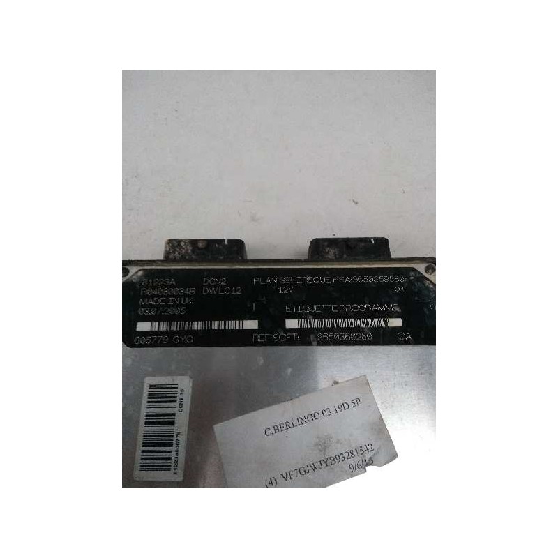 Recambio de centralita motor uce para citroen berlingo 1.9 diesel referencia OEM IAM R04080034B 9650359580 9650360280 81223A