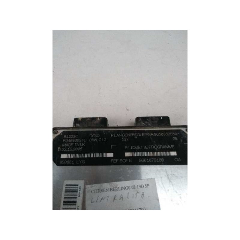 Recambio de centralita motor uce para citroen berlingo 1.9 diesel referencia OEM IAM R04080034C 9650359580 9661879180 81223C