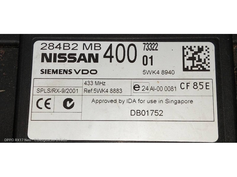 Recambio de modulo electronico para renault maxity fg 130.35/45 referencia OEM IAM 284B2MB400 5WK48940 