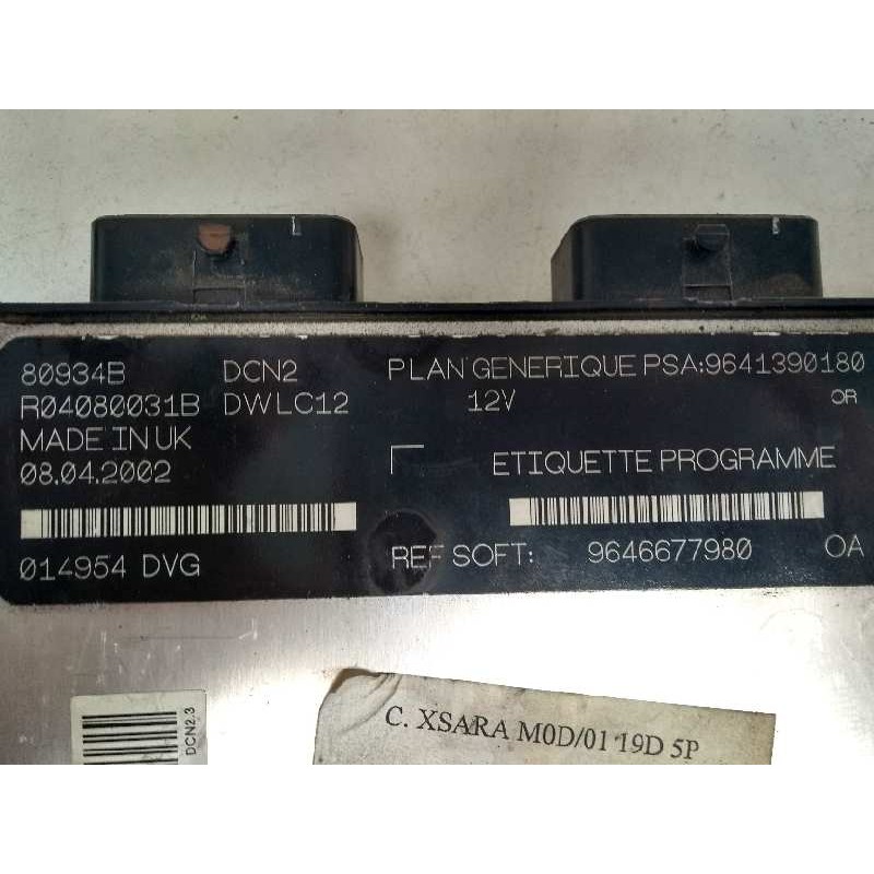 Recambio de centralita motor uce para citroen xsara berlina 1.9 diesel referencia OEM IAM R04080031B 9641390180 9646677980 80934