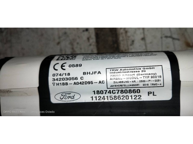 Recambio de airbag cortina delantero izquierdo para ford fiesta (ce1) trend referencia OEM IAM H1BBA042D95AC  