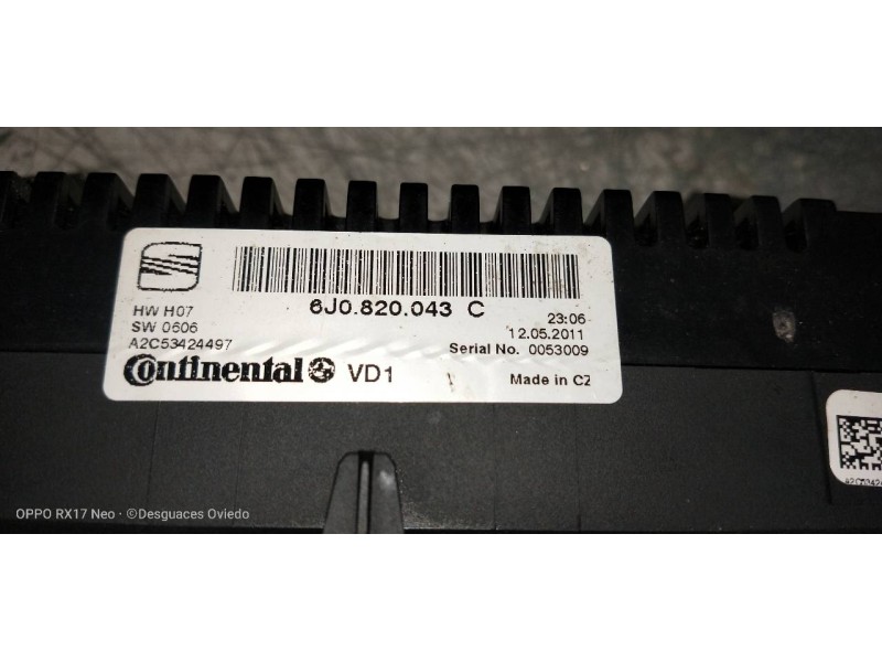 Recambio de mando calefaccion / aire acondicionado para seat ibiza st (6j8) style referencia OEM IAM 6J0820043C A2C53424497 