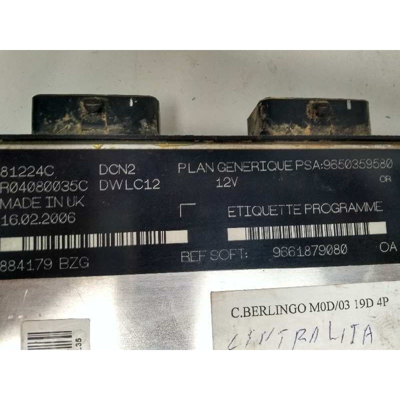Recambio de centralita motor uce para citroen berlingo 1.9 diesel referencia OEM IAM R04080035C 9650359580 9661879080 81224C Recambio de centralita motor uce para citroen berlingo 1.9 diesel referencia OEM IAM R04080035C 9650359580 9661879080 81224C