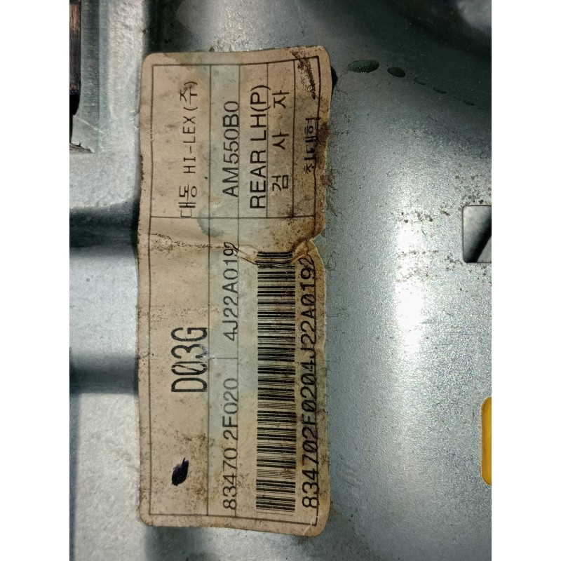 Recambio de elevalunas trasero izquierdo para kia cerato 2.0 ex crdi berlina (4-ptas.) referencia OEM IAM 834702F020 4J22A0192 