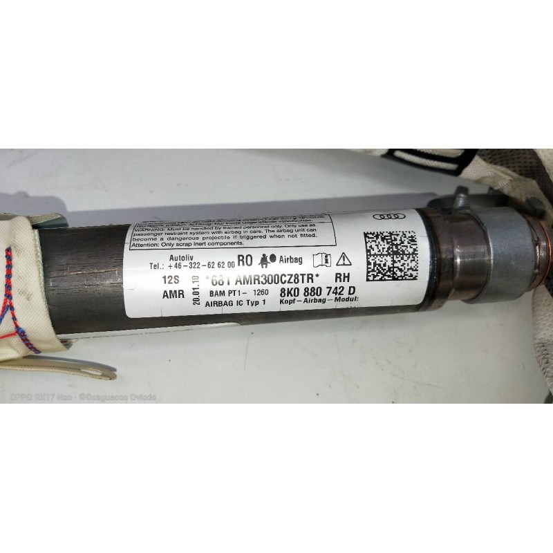 Recambio de airbag cortina delantero derecho para audi a4 avant (8k5) (2008) 2.0 tdi referencia OEM IAM 8K0880742D  