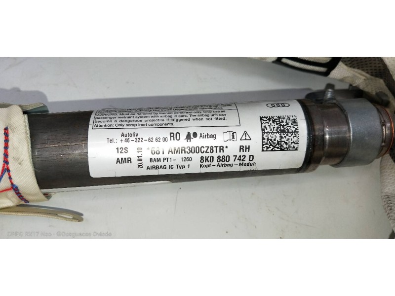 Recambio de airbag cortina delantero derecho para audi a4 avant (8k5) (2008) 2.0 tdi referencia OEM IAM 8K0880742D  
